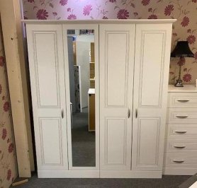 Dorchester White 4 Door Robe + Mirror