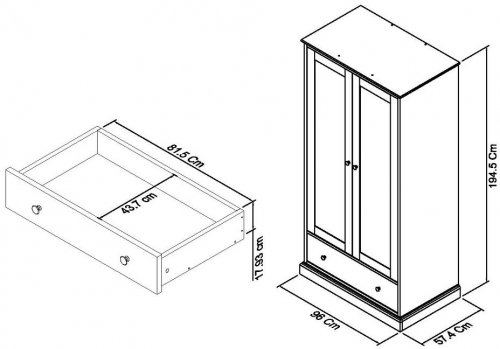 Ashvale 2 Door 1 Drawer Robe